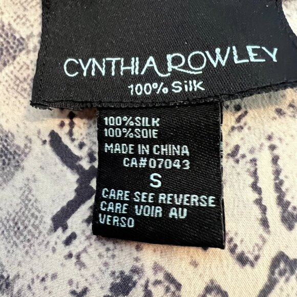 Lux & Chic Cynthia Rowley 100% Silk Button-Front Tunic | Cream Snake Print | S - Picture 8 of 16